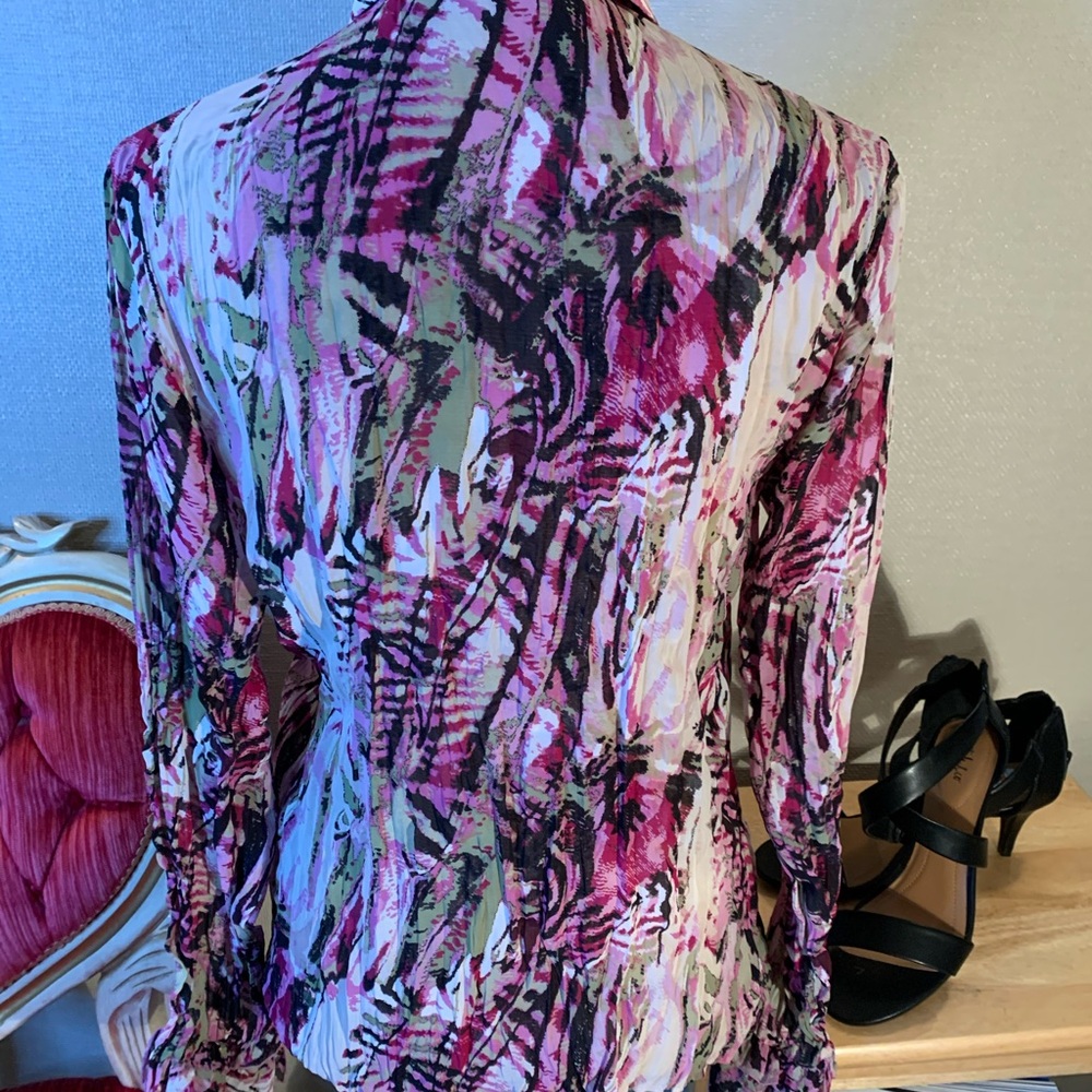 Le Caviar Ruffled Button Down Blouse - image 8